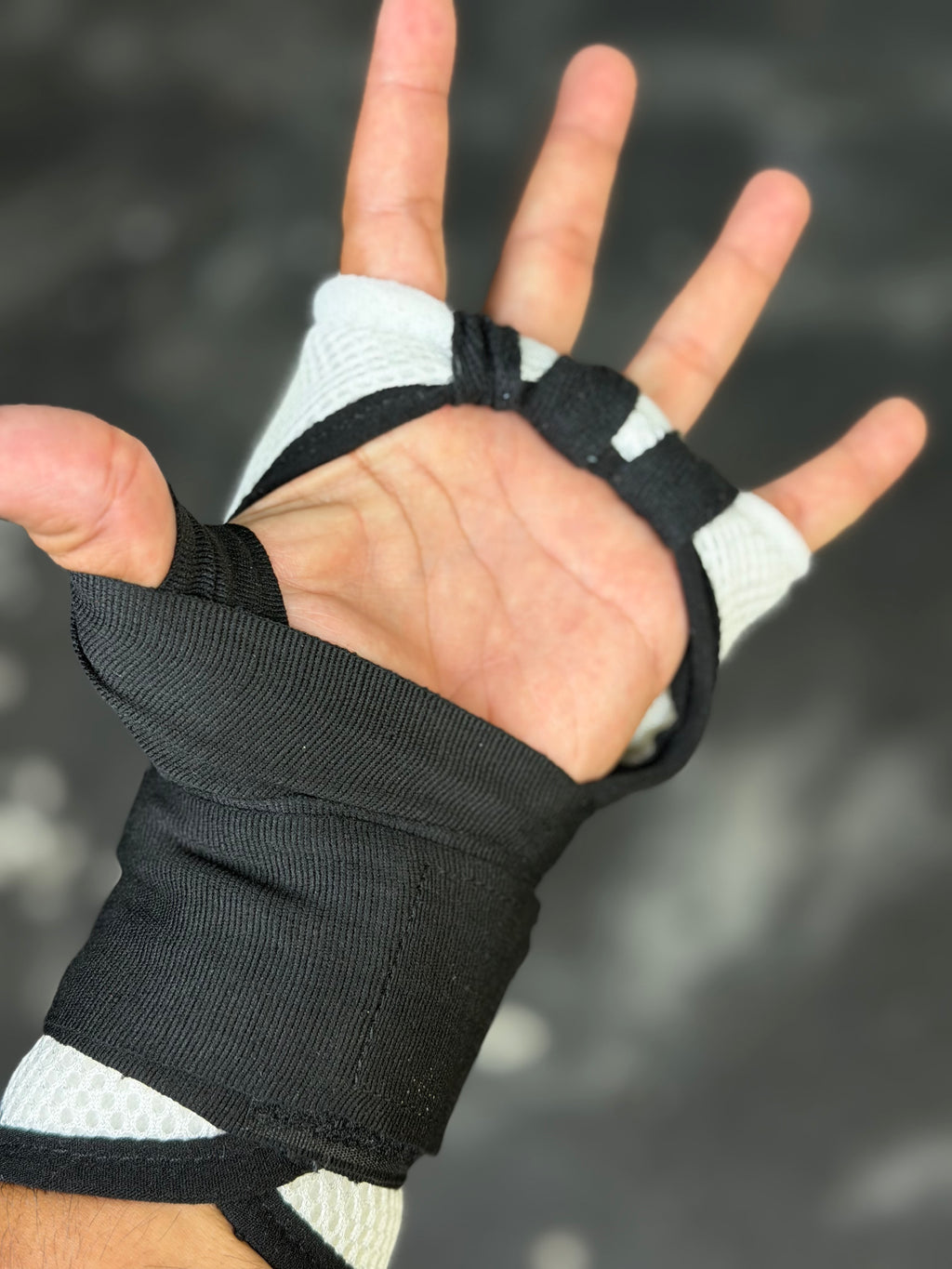 White and Black Boxing Hand Wraps, Pro Edition Pair