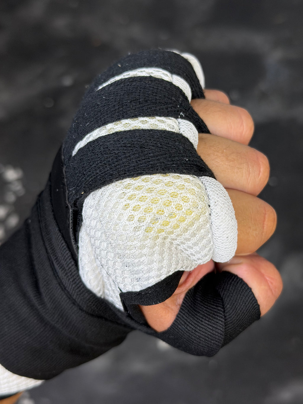 White and Black Boxing Hand Wraps, Pro Edition Pair